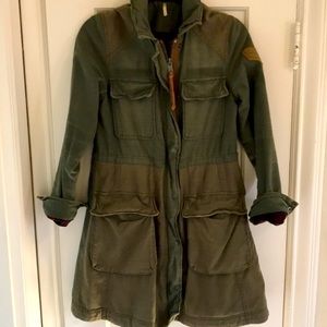 Cute Military Style Jacket with Plaid Lining